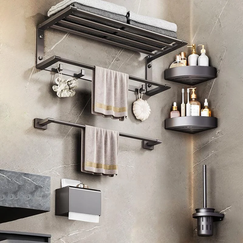 Modern Bathroom Accessory Kit Bath Shelf Towel Bar Grey Bath Hardware Set -Bathlova