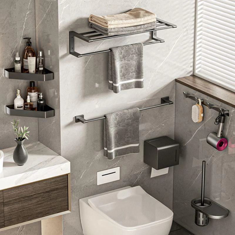 Modern Bathroom Accessory Kit Bath Shelf Towel Bar Grey Bath Hardware Set -Bathlova