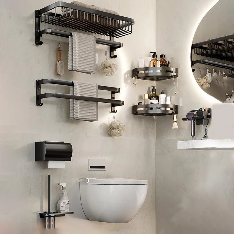 Modern Bathroom Accessory Kit Black Bath Shelf Bath Hardware Set -Bathlova