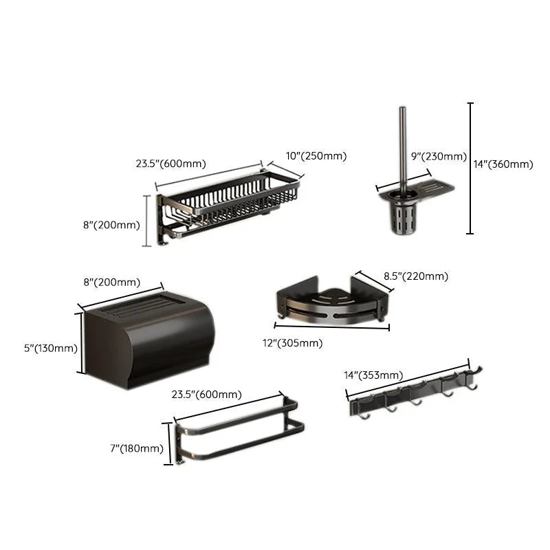 Modern Bathroom Accessory Kit Black Bath Shelf Bath Hardware Set -Bathlova