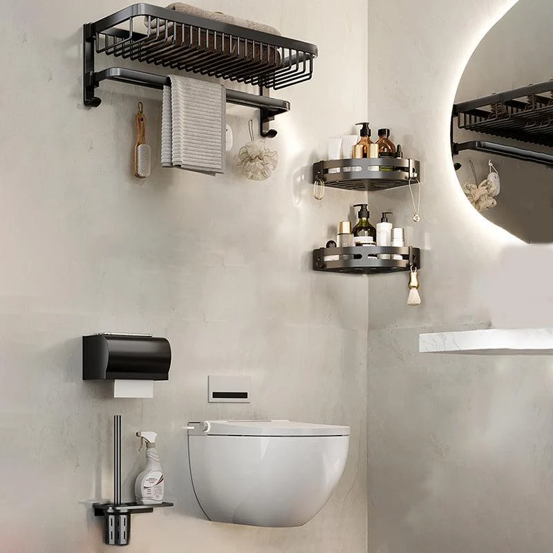 Modern Bathroom Accessory Kit Black Bath Shelf Bath Hardware Set -Bathlova