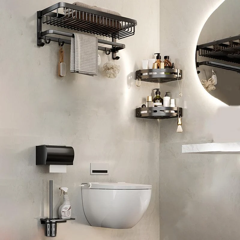 Modern Bathroom Accessory Kit Black Bath Shelf Bath Hardware Set -Bathlova