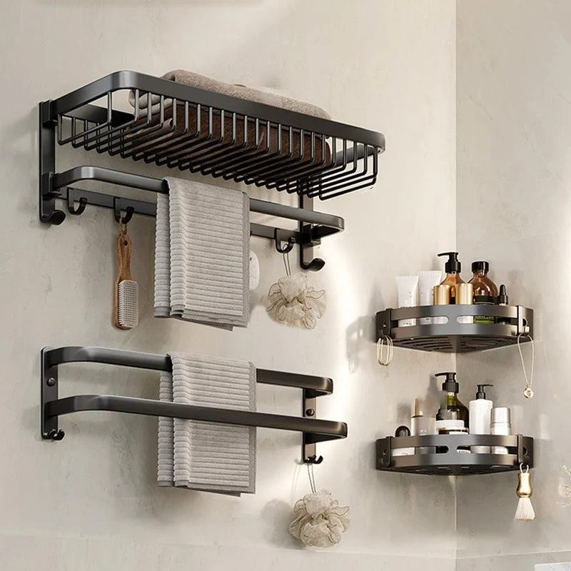 Modern Bathroom Accessory Kit Black Bath Shelf Bath Hardware Set -Bathlova