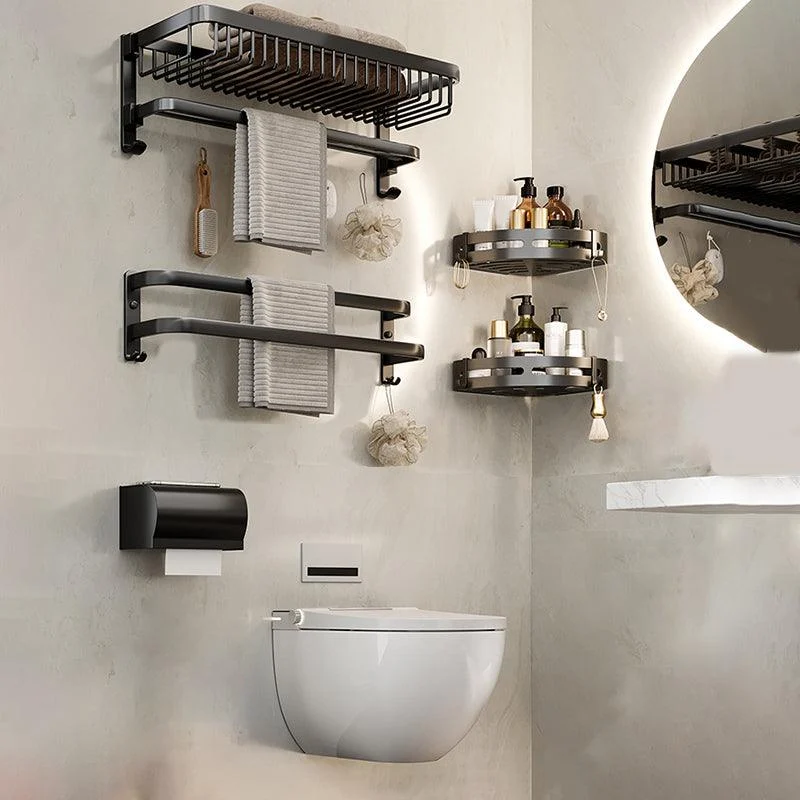 Modern Bathroom Accessory Kit Black Bath Shelf Bath Hardware Set -Bathlova