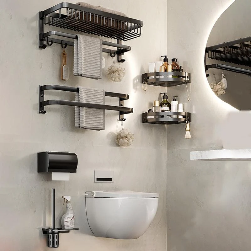 Modern Bathroom Accessory Kit Black Bath Shelf Bath Hardware Set -Bathlova