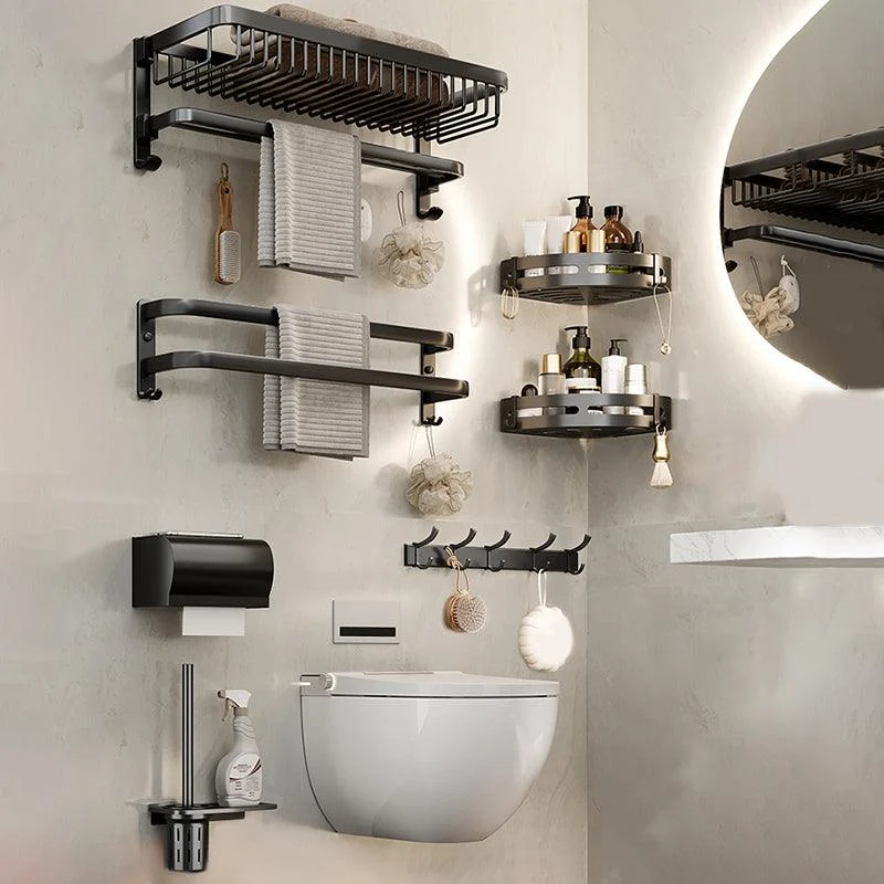 Modern Bathroom Accessory Kit Black Bath Shelf Bath Hardware Set -Bathlova