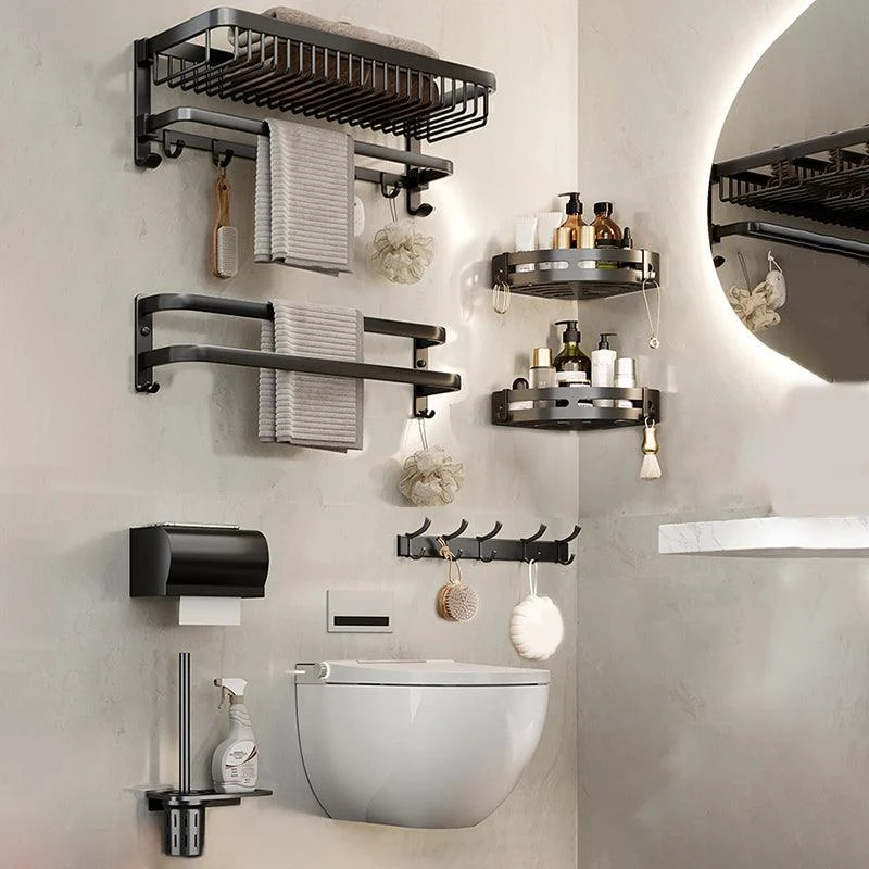 Modern Bathroom Accessory Kit Black Bath Shelf Bath Hardware Set -Bathlova