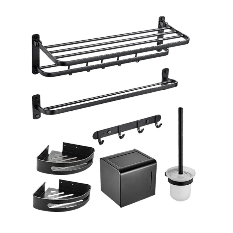 Modern Bathroom Accessory Kit Black Paper Holder Bath Shelf Bath Hardware Set -Bathlova