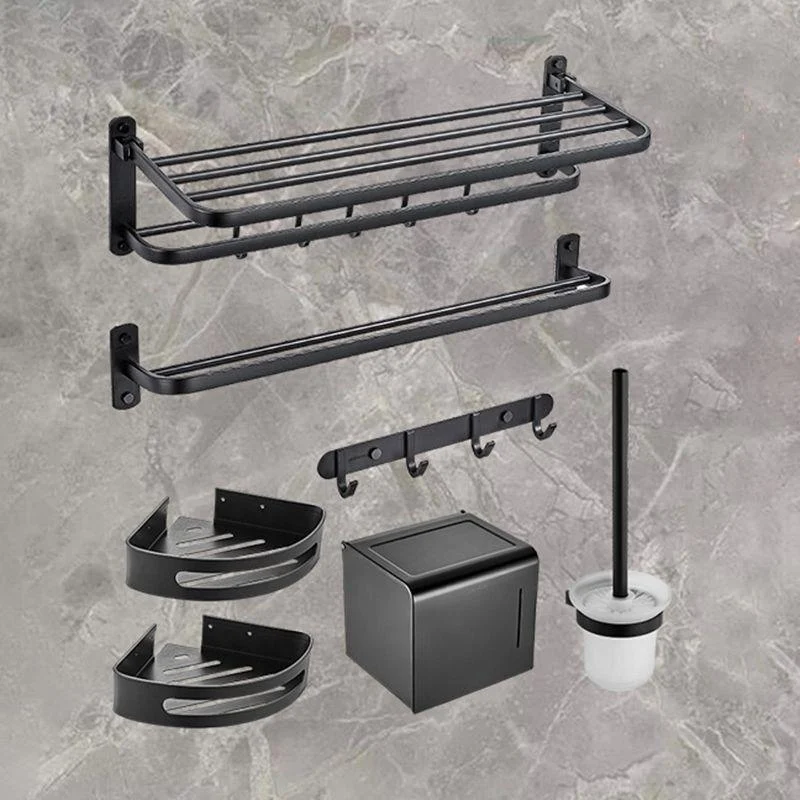 Modern Bathroom Accessory Kit Black Paper Holder Bath Shelf Bath Hardware Set -Bathlova