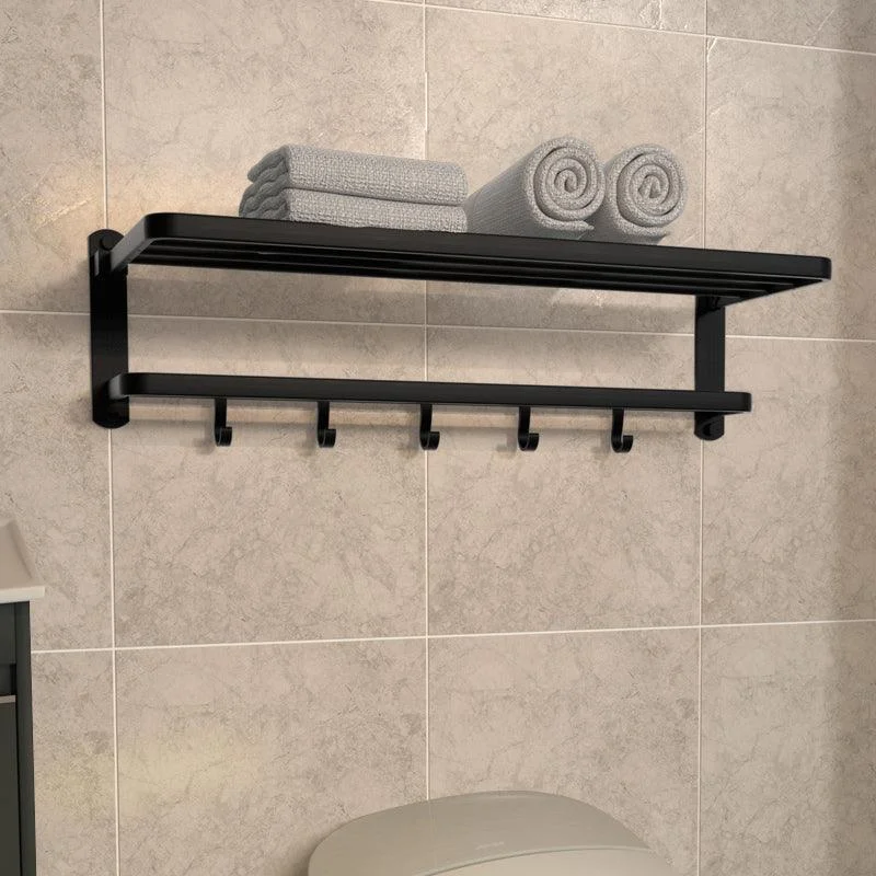 Modern Bathroom Accessory Kit Black Paper Holder Bath Shelf Bath Hardware Set -Bathlova