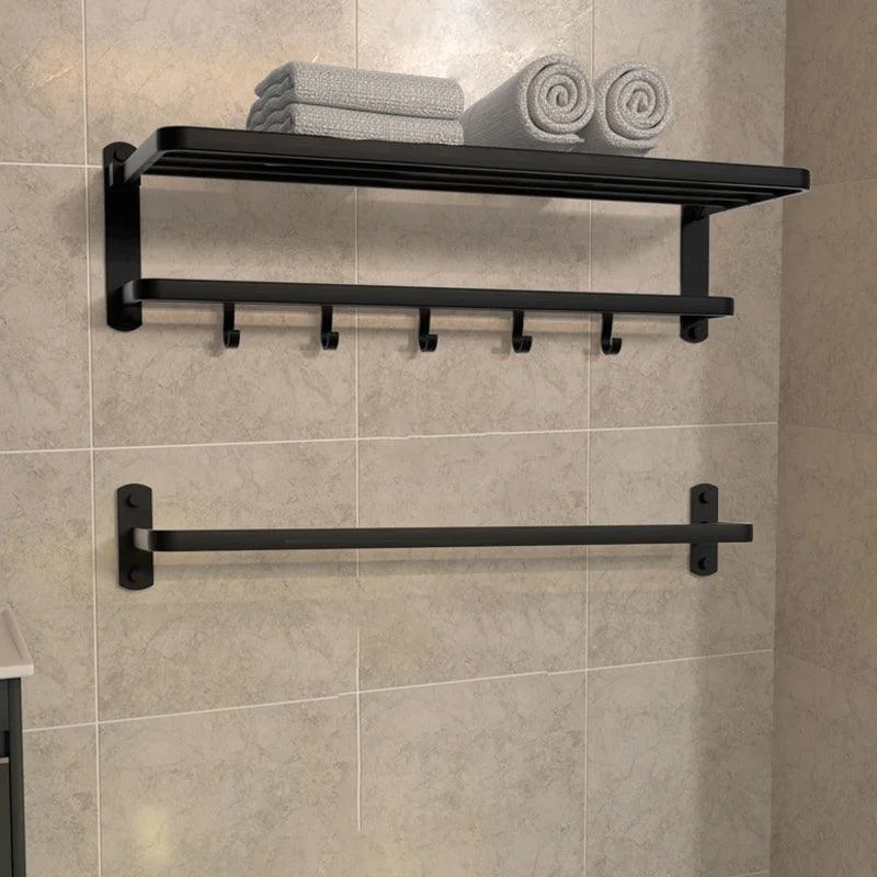 Modern Bathroom Accessory Kit Black Paper Holder Bath Shelf Bath Hardware Set -Bathlova