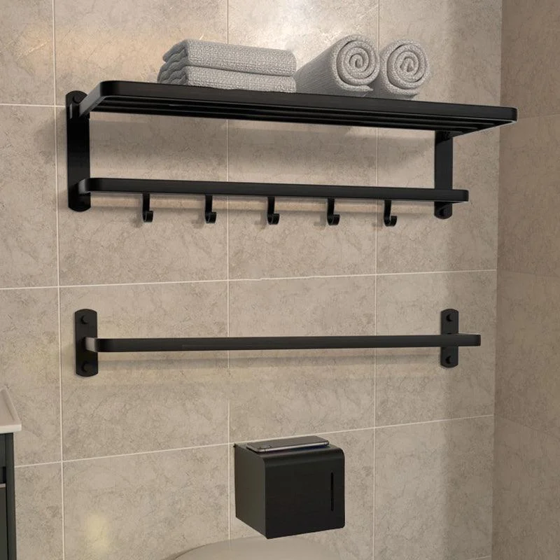 Modern Bathroom Accessory Kit Black Paper Holder Bath Shelf Bath Hardware Set -Bathlova