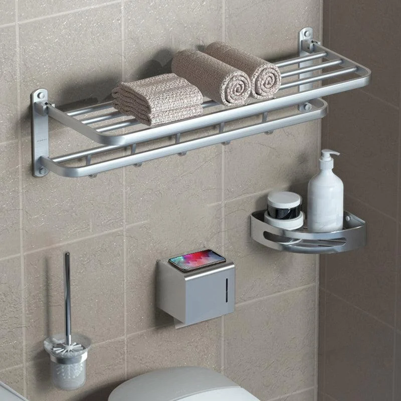 Modern Bathroom Accessory Kit Black Paper Holder Bath Shelf Bath Hardware Set -Bathlova