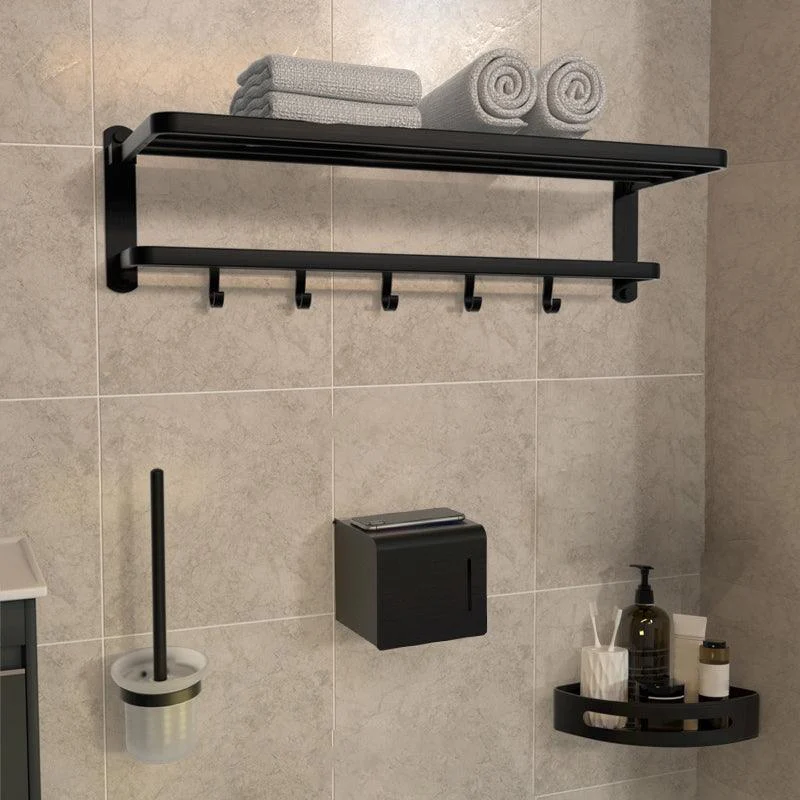 Modern Bathroom Accessory Kit Black Paper Holder Bath Shelf Bath Hardware Set -Bathlova