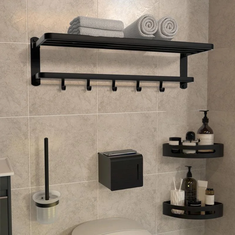 Modern Bathroom Accessory Kit Black Paper Holder Bath Shelf Bath Hardware Set -Bathlova