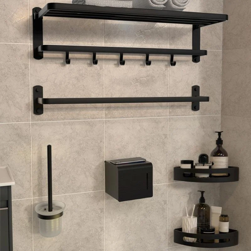 Modern Bathroom Accessory Kit Black Paper Holder Bath Shelf Bath Hardware Set -Bathlova