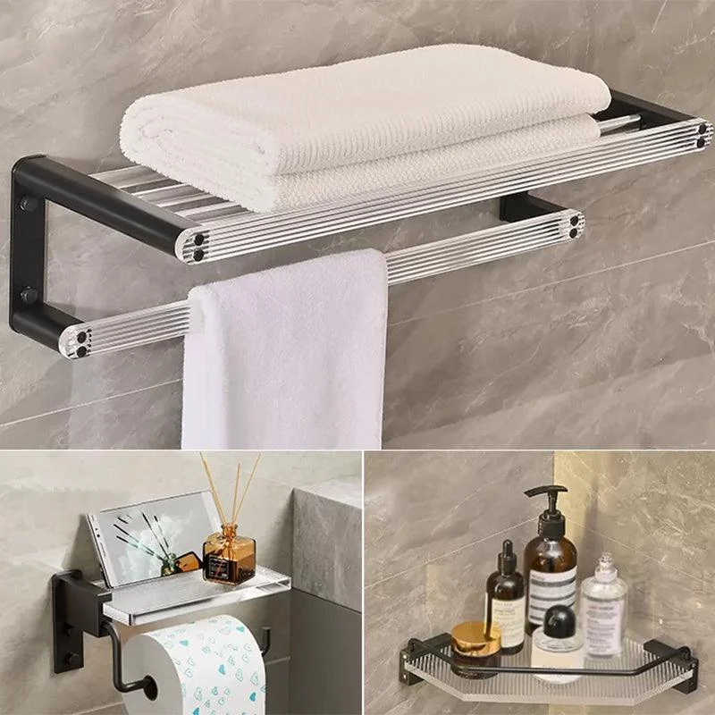 Modern Bathroom Accessory Kit Black Towel Bar Bath Shelf Bathroom Hardware Set -Bathlova