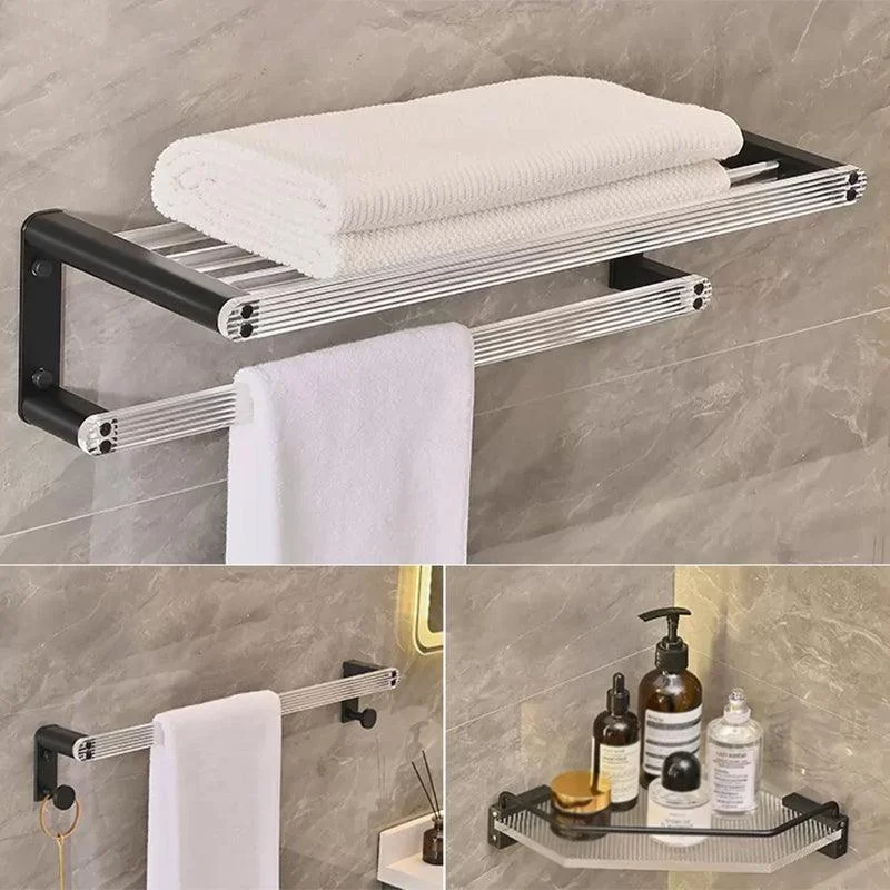 Modern Bathroom Accessory Kit Black Towel Bar Bath Shelf Bathroom Hardware Set -Bathlova