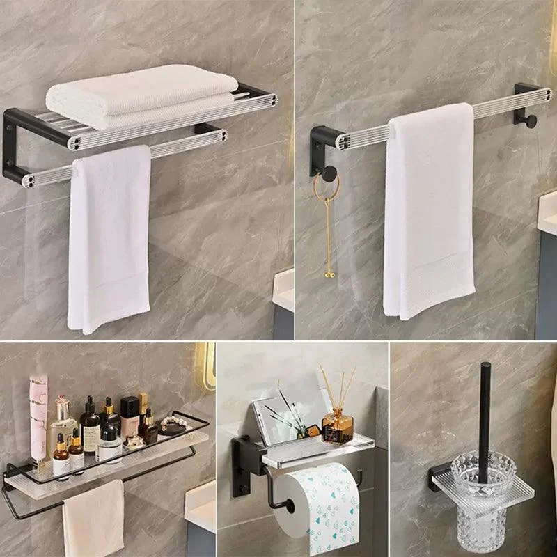 Modern Bathroom Accessory Kit Black Towel Bar Bath Shelf Bathroom Hardware Set -Bathlova