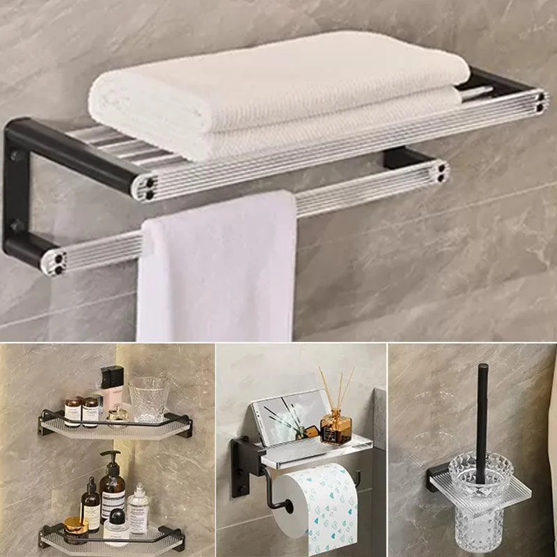 Modern Bathroom Accessory Kit Black Towel Bar Bath Shelf Bathroom Hardware Set -Bathlova