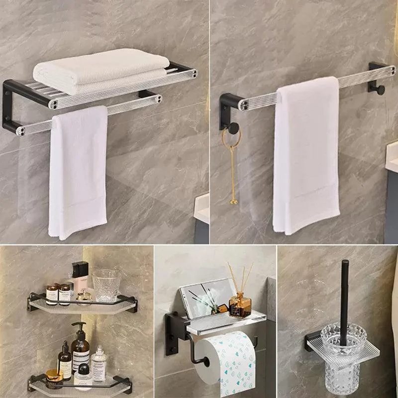 Modern Bathroom Accessory Kit Black Towel Bar Bath Shelf Bathroom Hardware Set -Bathlova