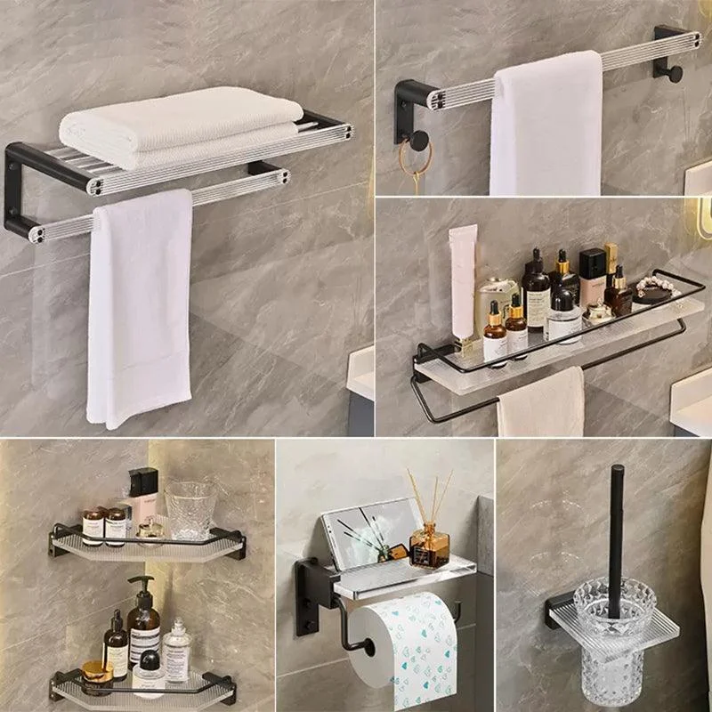 Modern Bathroom Accessory Kit Black Towel Bar Bath Shelf Bathroom Hardware Set -Bathlova