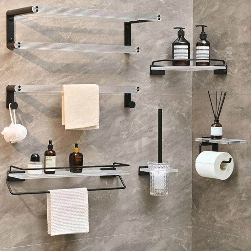 Modern Bathroom Accessory Kit Black Towel Bar Bath Shelf Bathroom Hardware Set -Bathlova