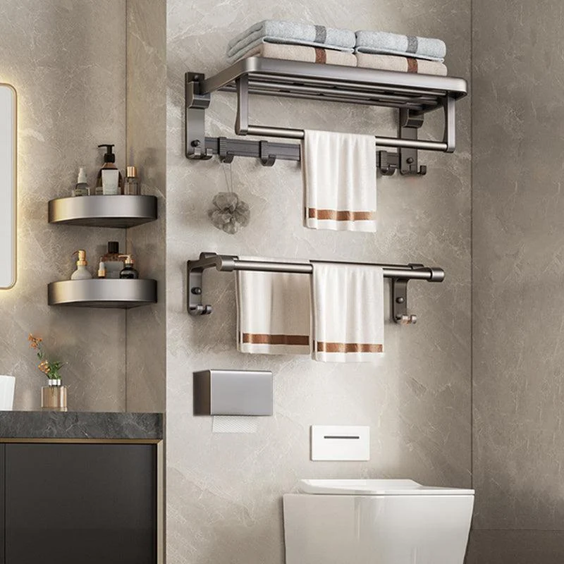 Modern Bathroom Accessory Kit Grey Towel Bar Bath Shelf Bathroom Hardware -Bathlova