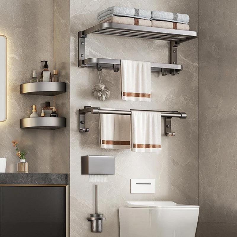 Modern Bathroom Accessory Kit Grey Towel Bar Bath Shelf Bathroom Hardware -Bathlova