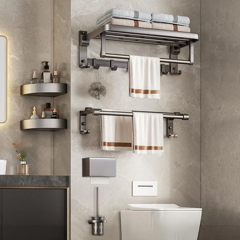 Modern Bathroom Accessory Kit Grey Towel Bar Bath Shelf Bathroom Hardware -Bathlova