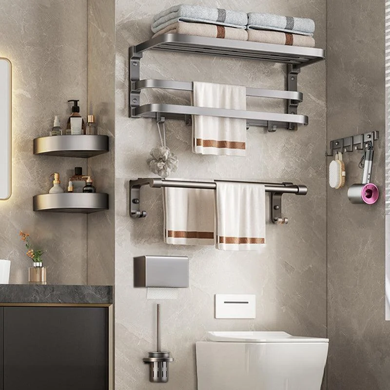 Modern Bathroom Accessory Kit Grey Towel Bar Bath Shelf Bathroom Hardware -Bathlova