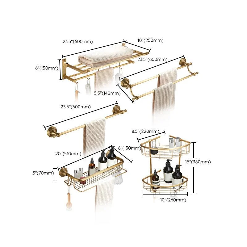 Modern Bathroom Accessory Kit Paper Holder Bath Shelf Gold Bath Hardware Set -Bathlova