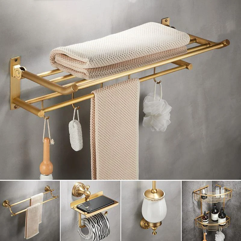 Modern Bathroom Accessory Kit Paper Holder Bath Shelf Gold Bath Hardware Set -Bathlova