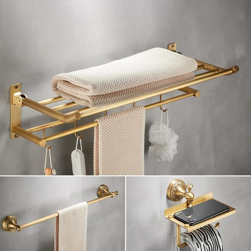 Modern Bathroom Accessory Kit Paper Holder Bath Shelf Gold Bath Hardware Set -Bathlova