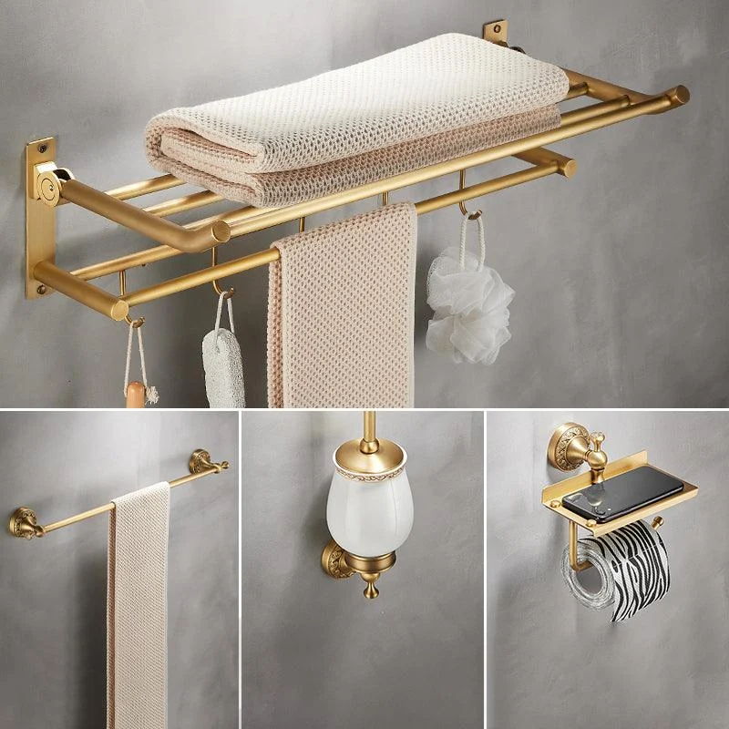 Modern Bathroom Accessory Kit Paper Holder Bath Shelf Gold Bath Hardware Set -Bathlova