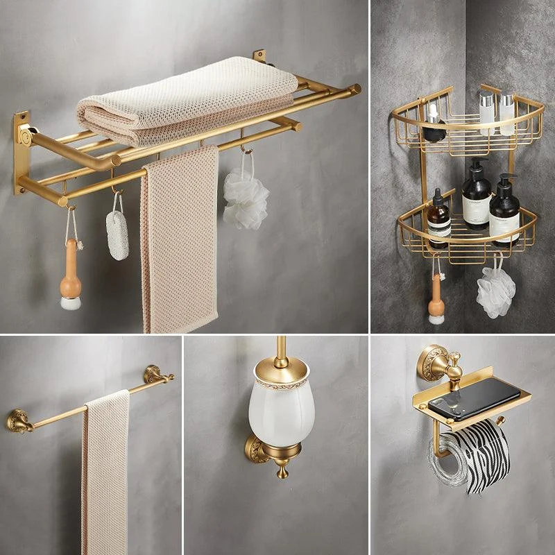 Modern Bathroom Accessory Kit Paper Holder Bath Shelf Gold Bath Hardware Set -Bathlova