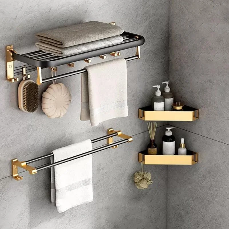 Modern Bathroom Accessory Kit Paper Holder Towel Bar Black Bath Hardware Set -Bathlova