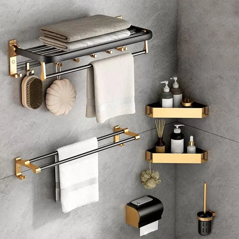 Modern Bathroom Accessory Kit Paper Holder Towel Bar Black Bath Hardware Set -Bathlova