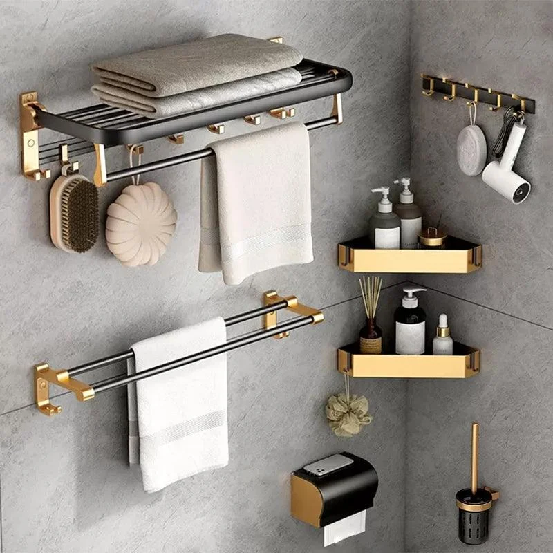 Modern Bathroom Accessory Kit Paper Holder Towel Bar Black Bath Hardware Set -Bathlova