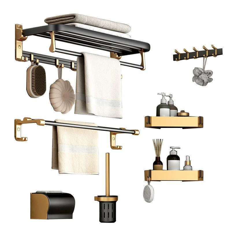 Modern Bathroom Accessory Kit Paper Holder Towel Bar Black Bath Hardware Set -Bathlova