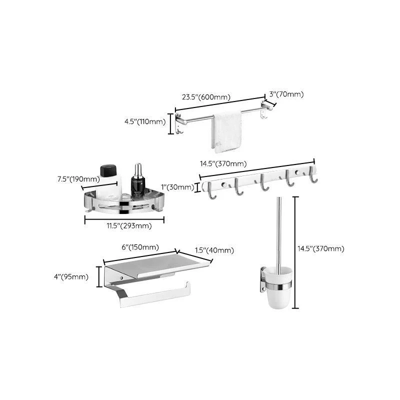 Modern Bathroom Accessory Kit Stainless Steel Bath Shelf Bathroom Set -Bathlova