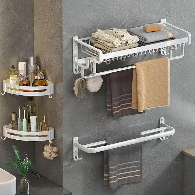 Modern Bathroom Accessory Kit White Paper Holder Bath Shelf Bath Hardware Set -Bathlova