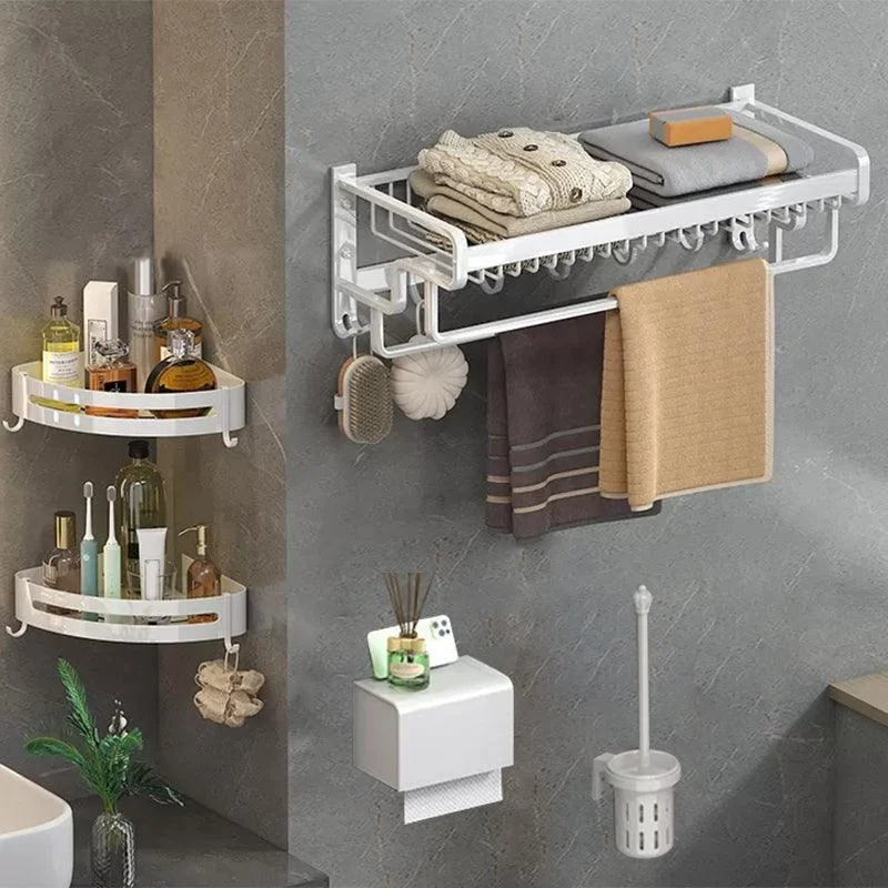 Modern Bathroom Accessory Kit White Paper Holder Bath Shelf Bath Hardware Set -Bathlova