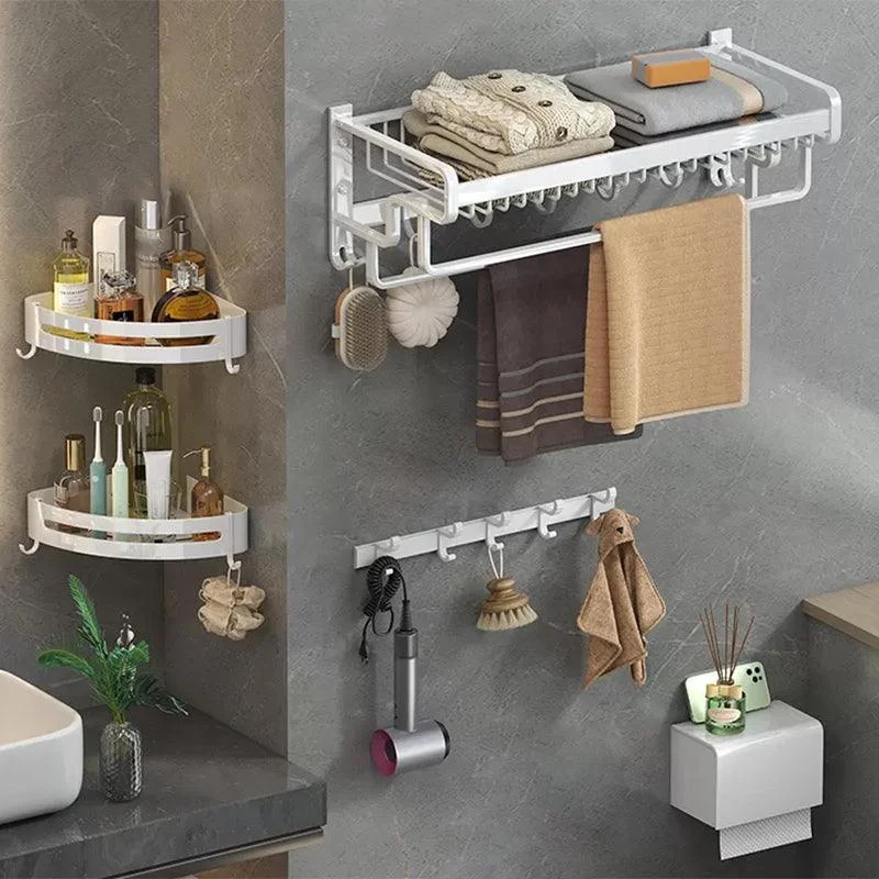 Modern Bathroom Accessory Kit White Paper Holder Bath Shelf Bath Hardware Set -Bathlova