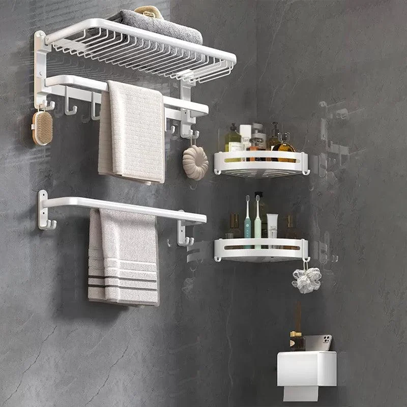 Modern Bathroom Accessory Kit White Paper Holder Bath Shelf Bath Hardware Set -Bathlova