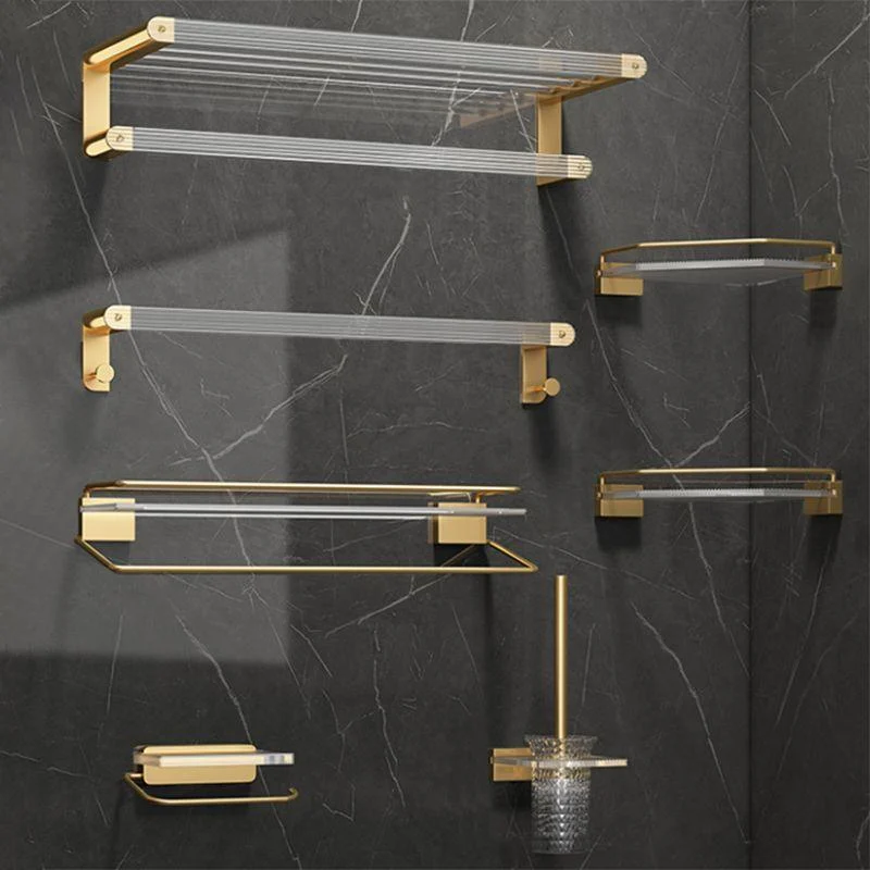 Modern Bathroom Accessory Set Bath Shelf Gold Towel Bar Bath Hardware Set -Bathlova