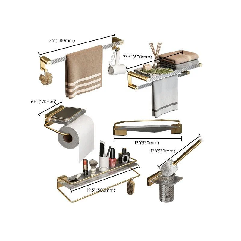 Modern Bathroom Accessory Set Bath Shelf Gold Towel Bar Bath Hardware Set -Bathlova