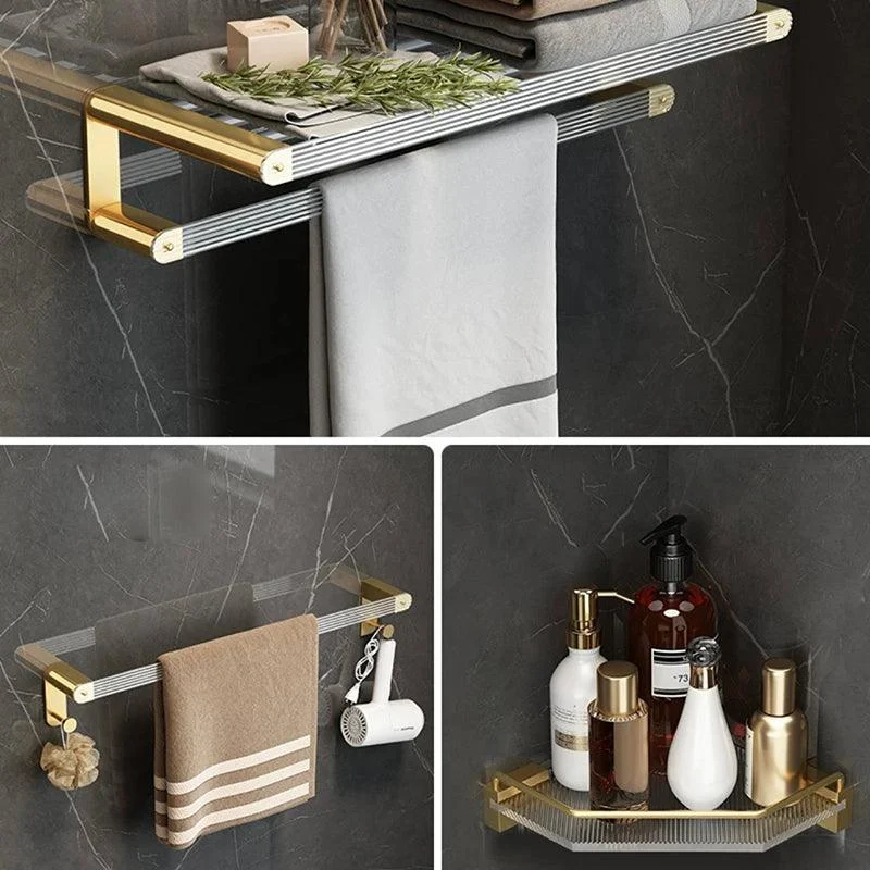 Modern Bathroom Accessory Set Bath Shelf Gold Towel Bar Bath Hardware Set -Bathlova