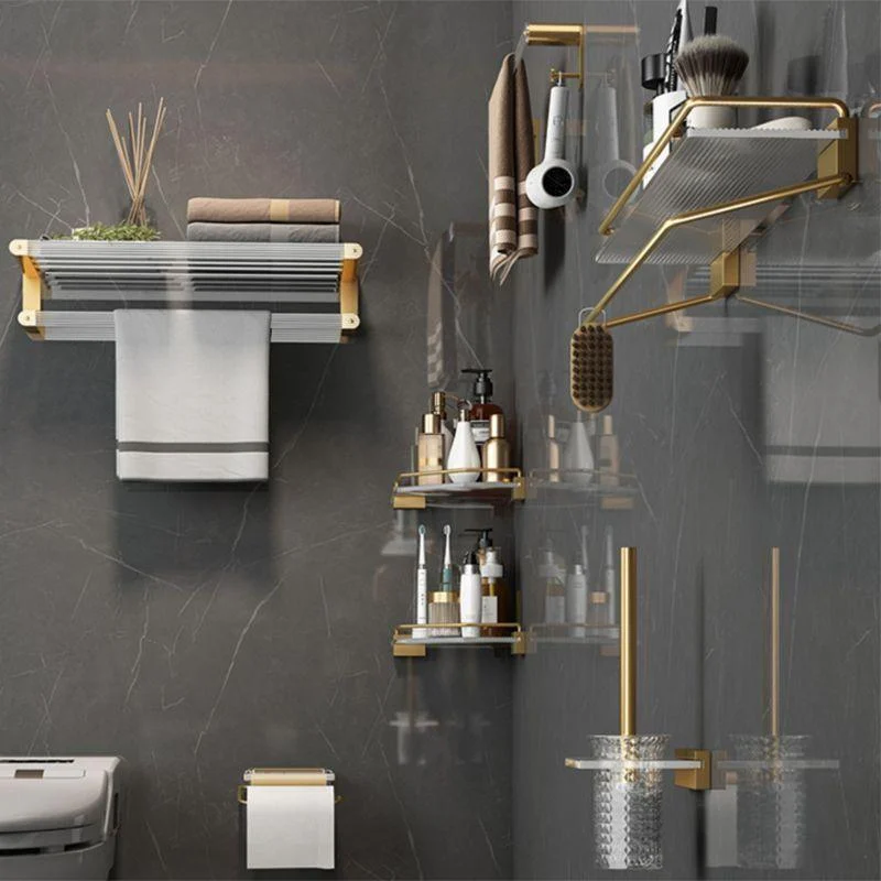 Modern Bathroom Accessory Set Bath Shelf Gold Towel Bar Bath Hardware Set -Bathlova