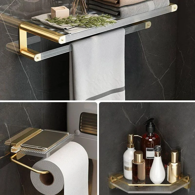 Modern Bathroom Accessory Set Bath Shelf Gold Towel Bar Bath Hardware Set -Bathlova